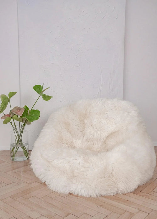 Natural Sheepskin Beanbag - White-0