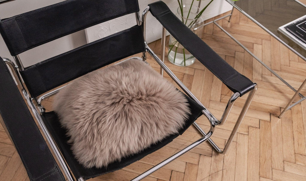 Square Natural Sheepskin Pillow - Greige-1
