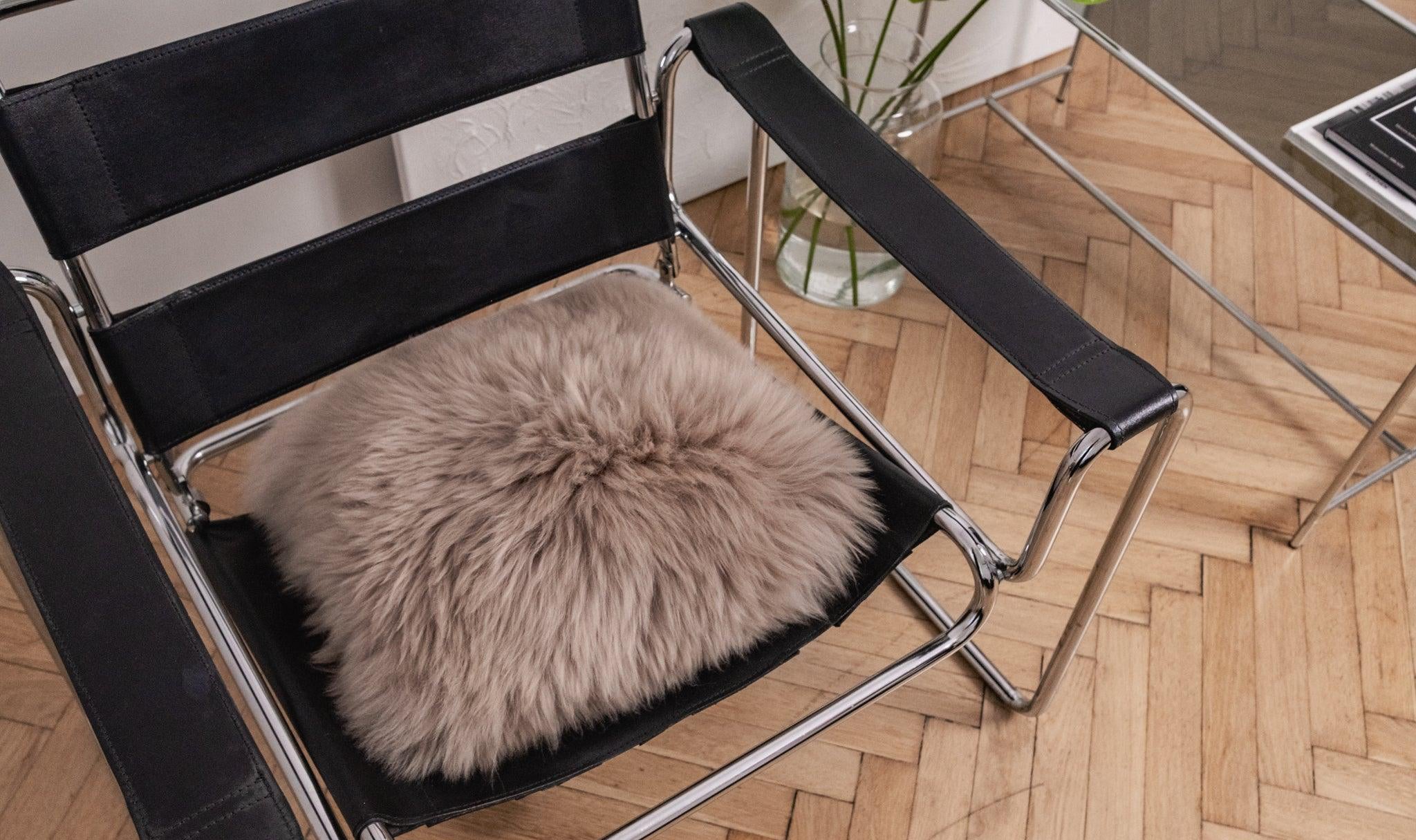 Square Natural Sheepskin Pillow - Greige-1