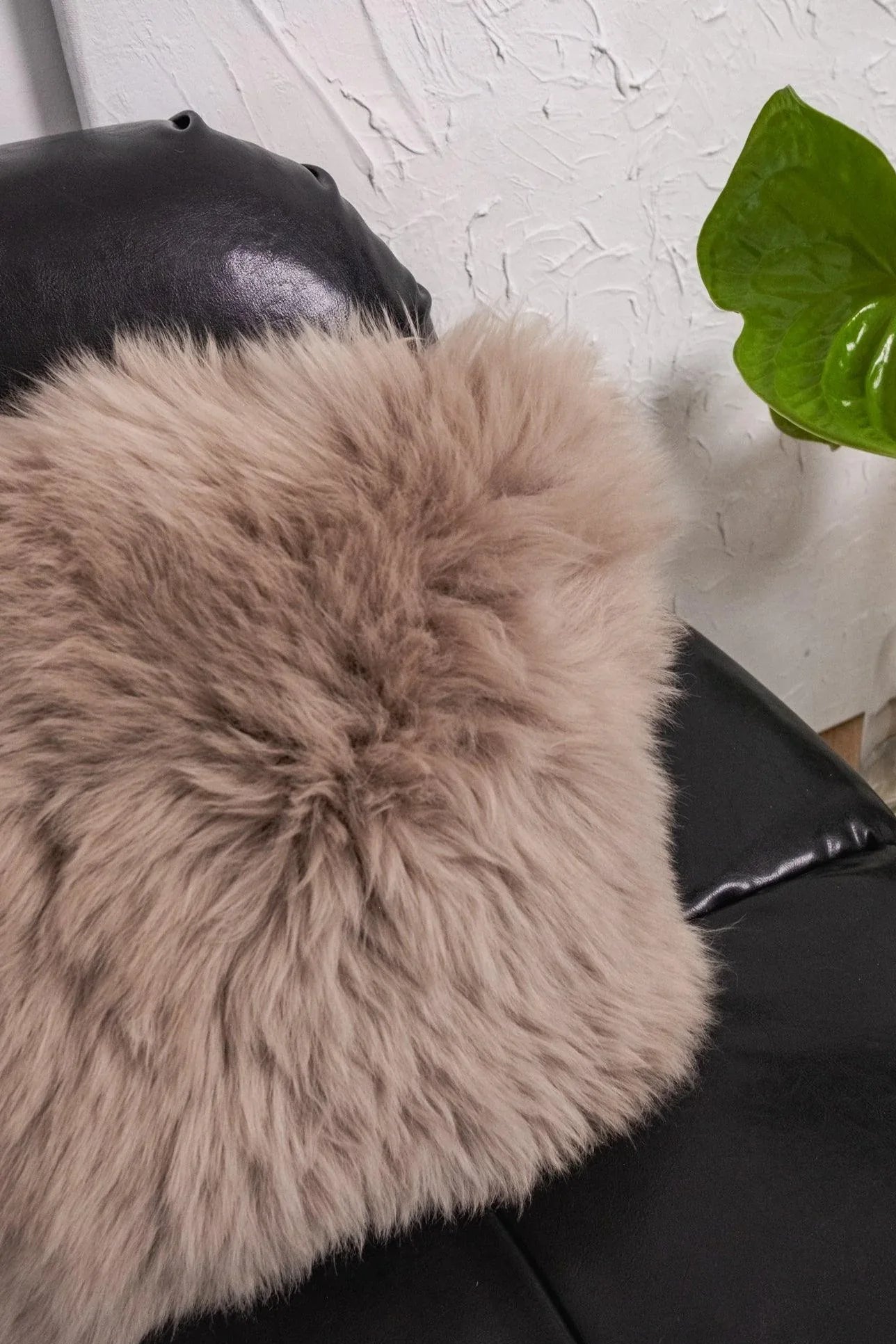 Square Natural Sheepskin Pillow - Greige-4