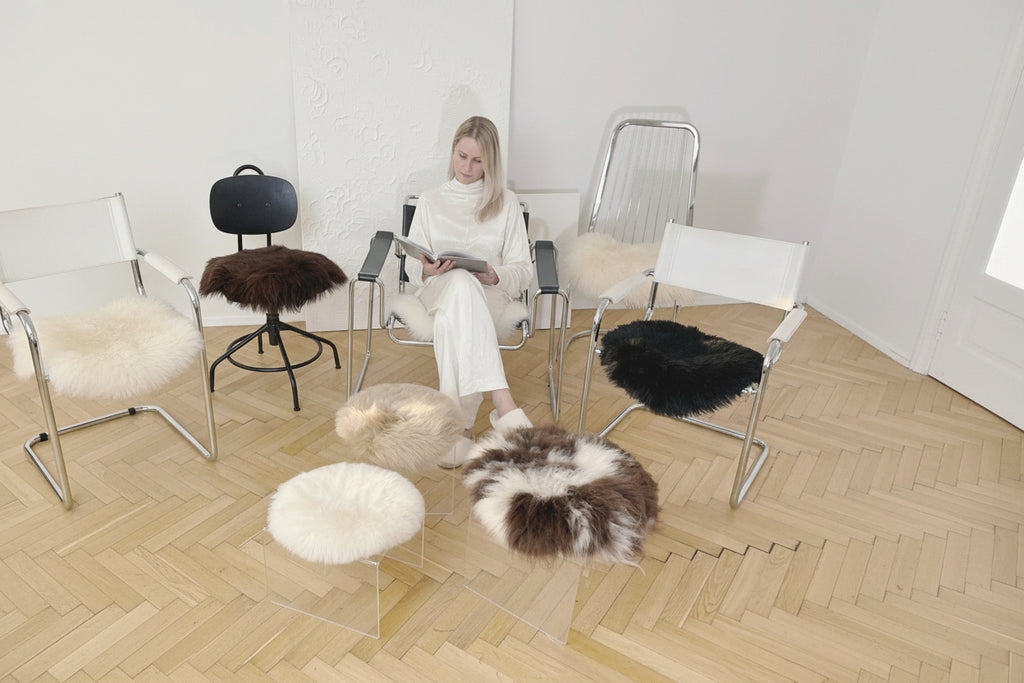 Natural Sheepskin Stool Cover-0