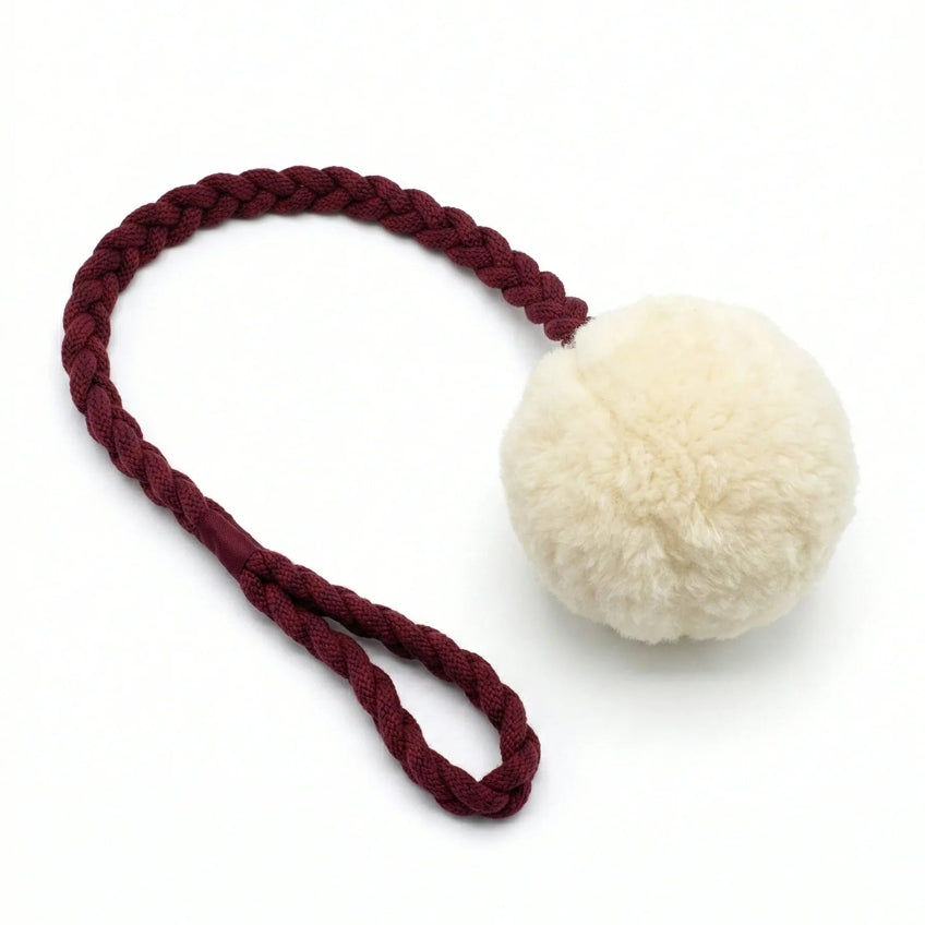 Wool Pom Tug Toy - White-1
