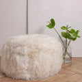 Natural Sheepskin Pouf / Ottoman - White-0