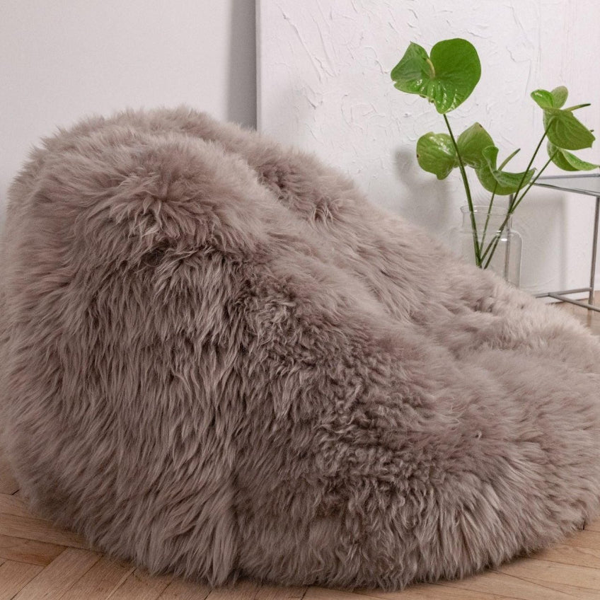 Natural Sheepskin Beanbag - Greige-1