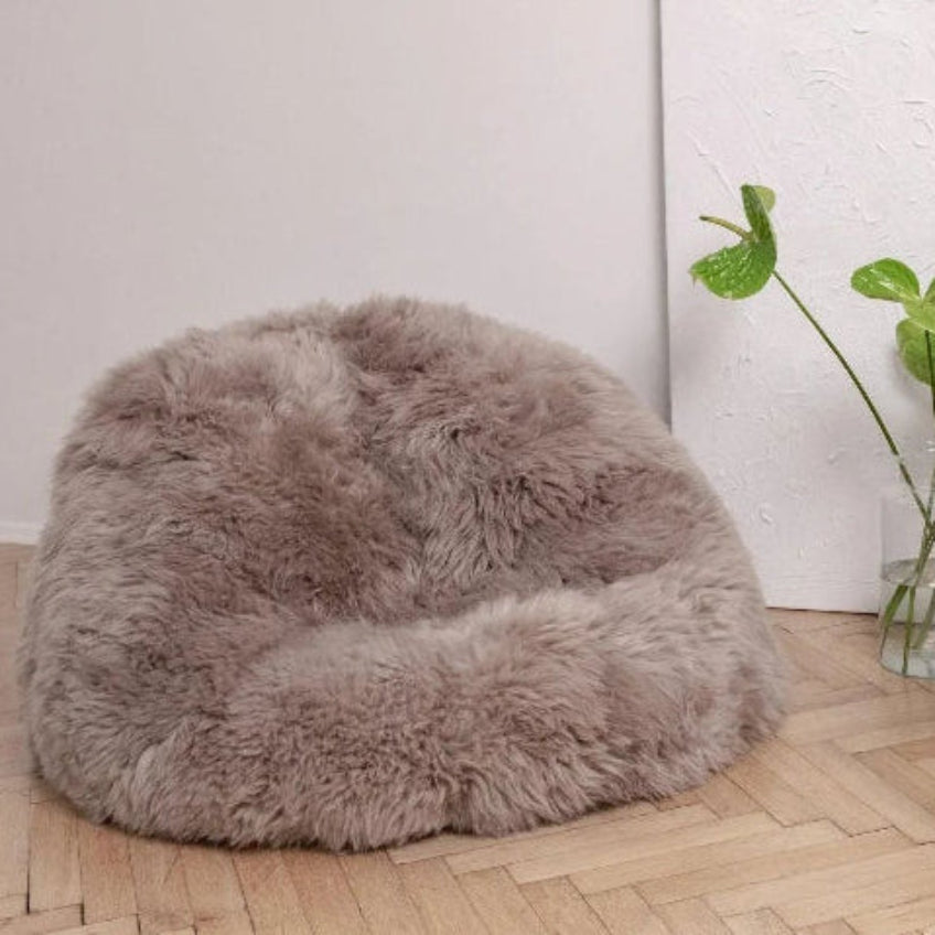 Natural Sheepskin Beanbag - Greige-2