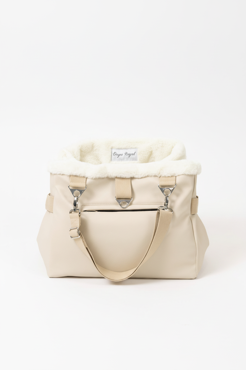 Refined Dog Carrier — Vegan Suede — Cream Beige