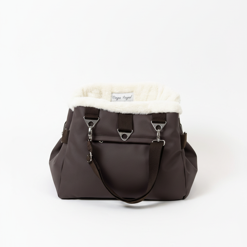 Refined Dog Carrier — Vegan Suede — Brown